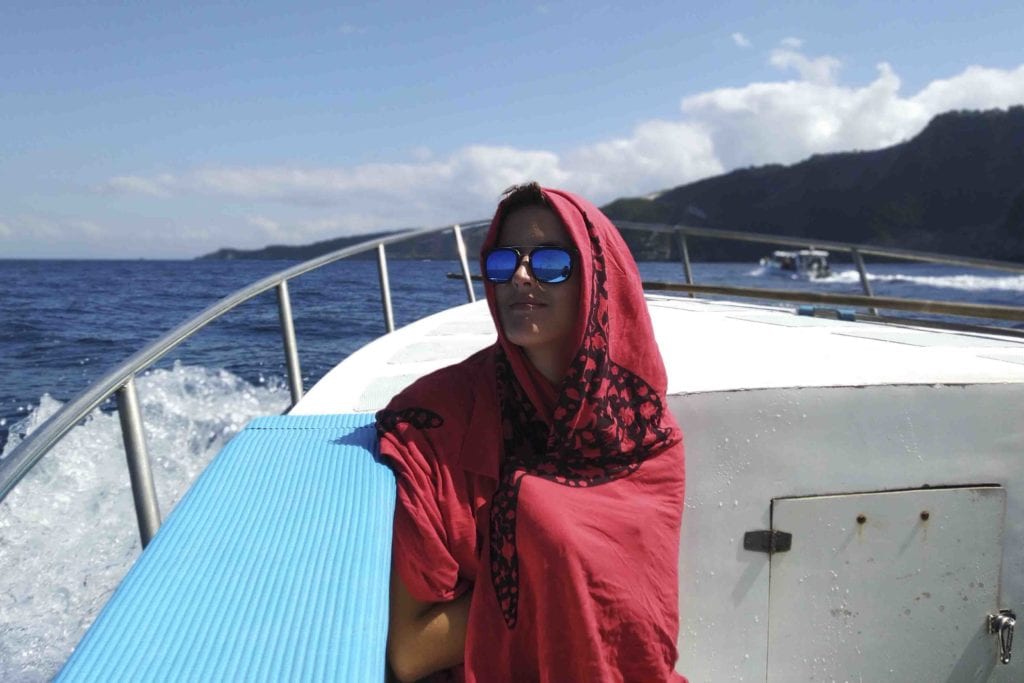 We provide alternative sun protection in the form of sarongs on our boat, to cover up.